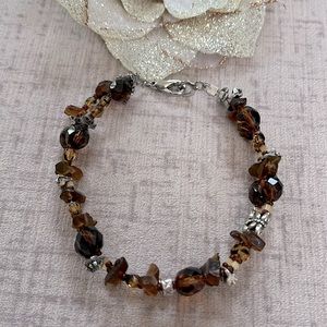 Topaz & Brown & Silver Designs with Two Stranded Beads attached Together